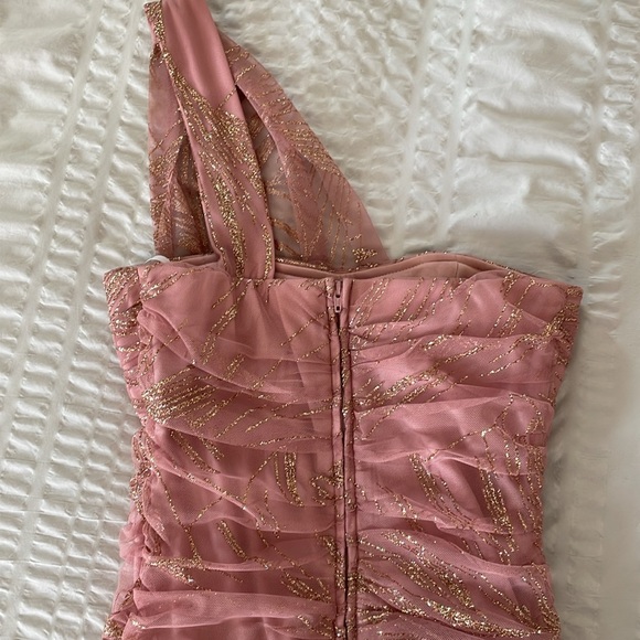 BCX Pink and Gold One-Shoulder Mini Dress - Picture 4 of 6